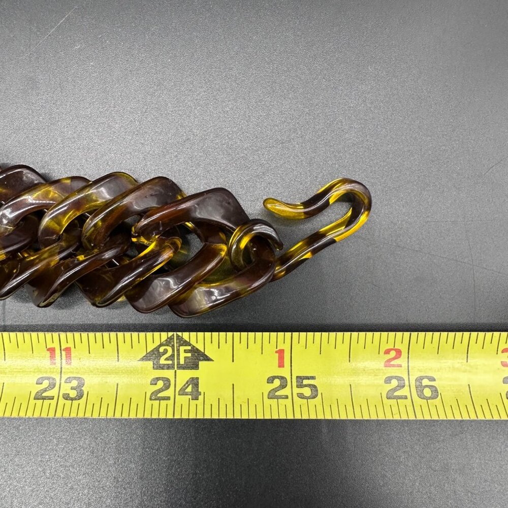 Chunky Tortoise Shell Lucite Acrylic Twist Chain Necklace Statement Jewelry Vint - Picture 7 of 7